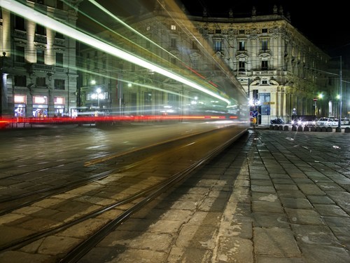 A Passing Tram at MIlano Cordusio Square