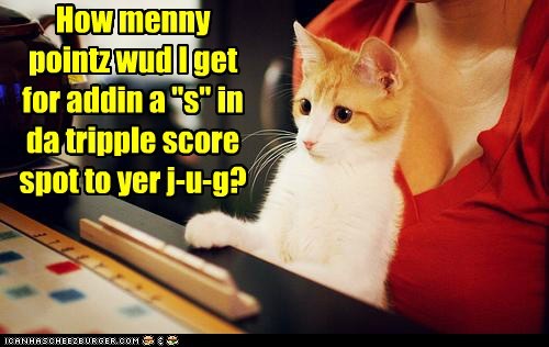 Elebenty. Da Answer is Always Elebenty in Kitteh Scrabble.