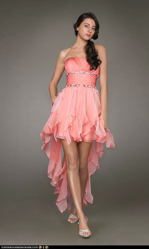orange high low kleid