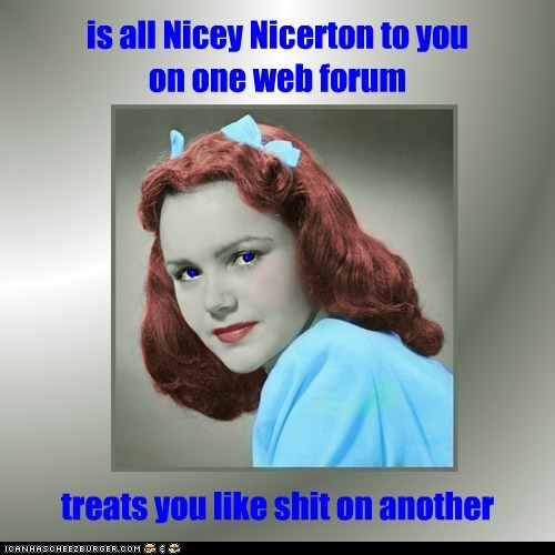 is all Nicey Nicerton to you  on one web forum