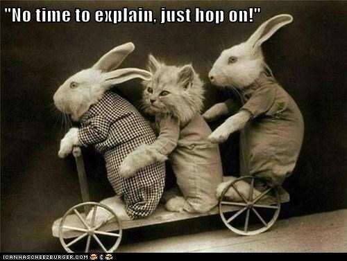 "No time to explain, just hop on!"