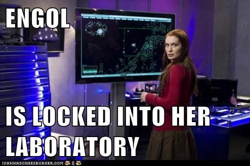 ENGOL   IS LOCKED INTO HER LABORATORY
