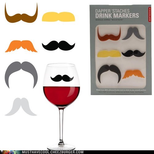 Mustache Glass Markers