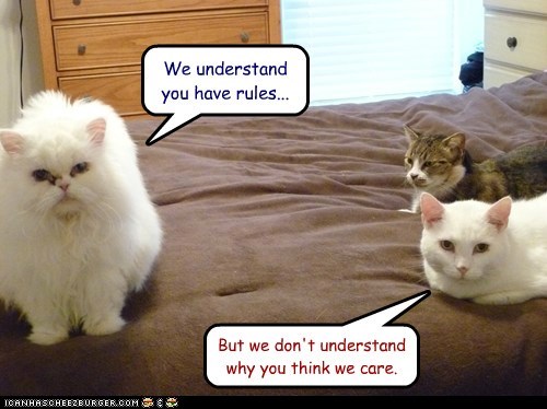 We understand you have rules...