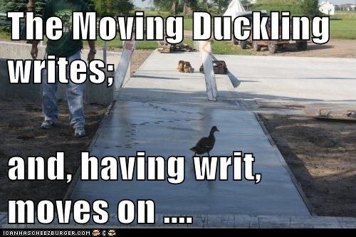 The Moving Duckling writes;   and, having writ, moves on ....