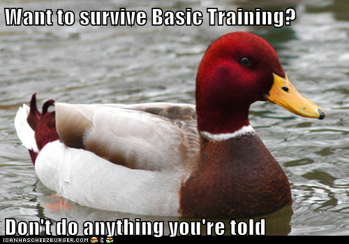 Want to survive Basic Training?   Don't do anything you're told