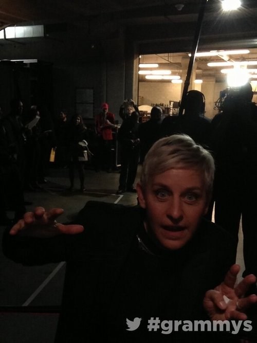 Ellen is Doing Some Serious Backstage Lurking