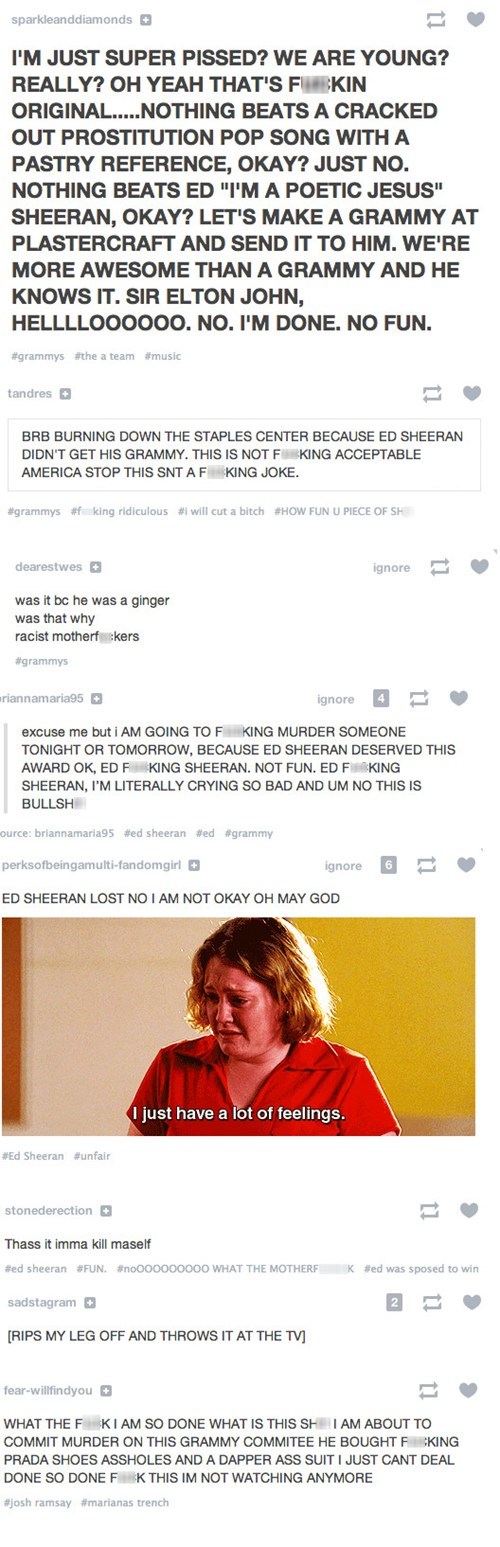 So I Guess Tumblr Didn't Like it When Ed Sheeran Didn't Win