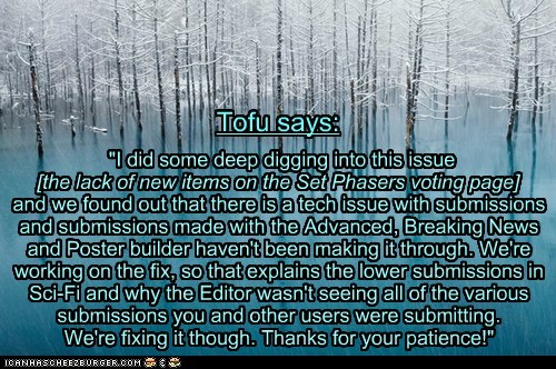A message from Tofu about the Set Phasers to LOL voting page (she said I could share this)