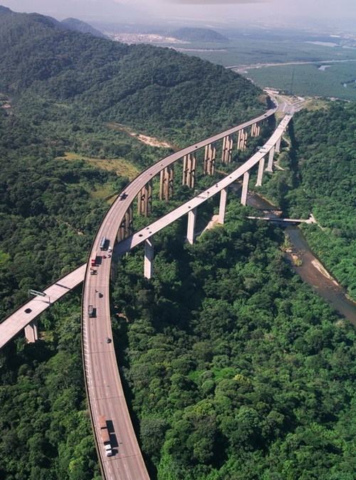 Drive Over the Trees at the Rodovia dos Imigrantes Highway, Brazil