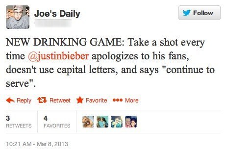 The Justin Bieber Drinking Game