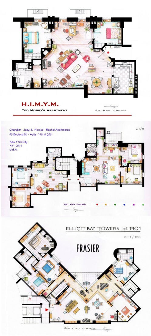 A New Perspective of the Day: Floor Plans From Famous TV Shows