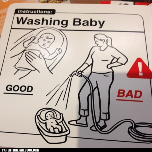 Washing a baby