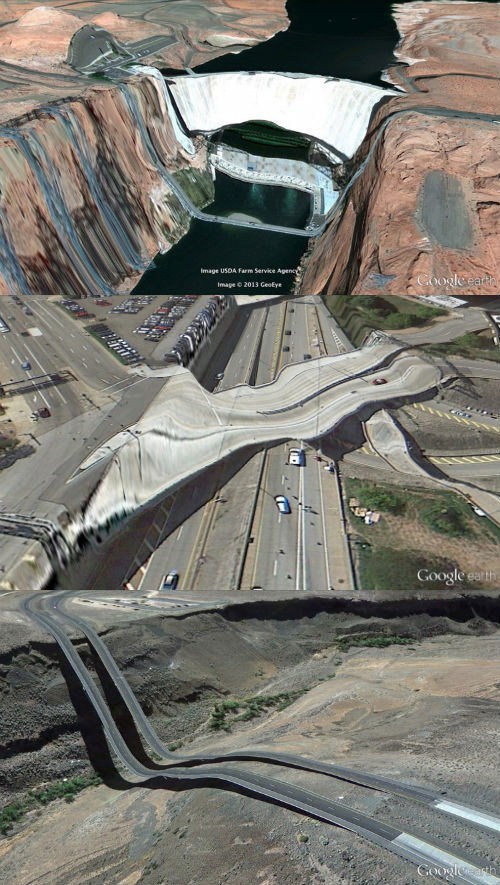 A New Perspective of the Day: Surreal Glitches in Google Earth Snapshots