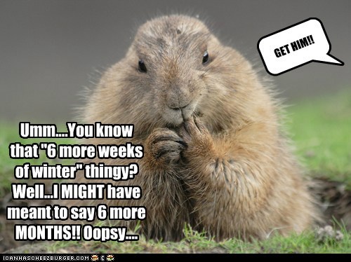 Umm....You know that "6 more weeks of winter" thingy? Well...I MIGHT have meant to say 6 more MONTHS!! Oopsy....