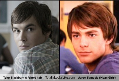 Tyler Blackburn w/short hair Totally Looks Like Aaron Samuels (Mean Girls)