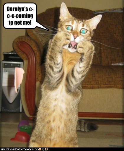 Carolyn's c-c-c-coming to get me!