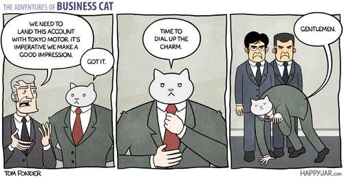 Business Cat Has to Impress Foreign Clients