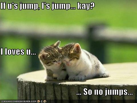If U S Jump I S Jump Kay I Loves U So No Jumps Cheezburger Funny Memes Funny Pictures
