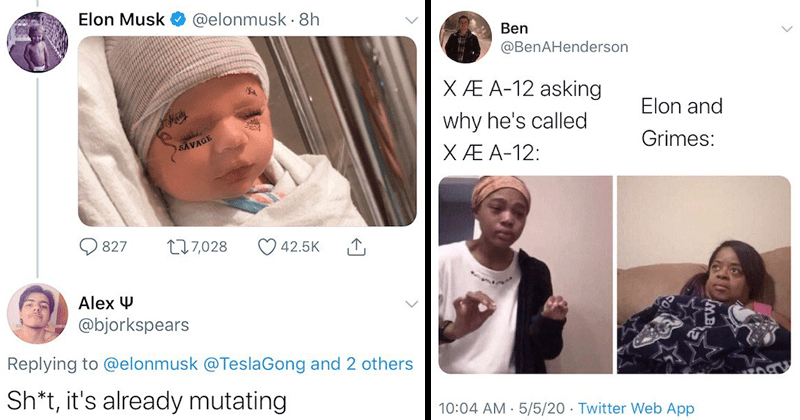 Elon Musk Grimes Welcome Son X Ae A 12 And Obviously The Memes Are Good Memebase Funny Memes