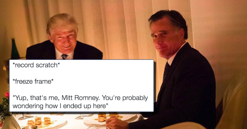 the awkward photo of donald trump and mitt romney having dinner is the awkward photo of donald trump and mitt romney having dinner is
