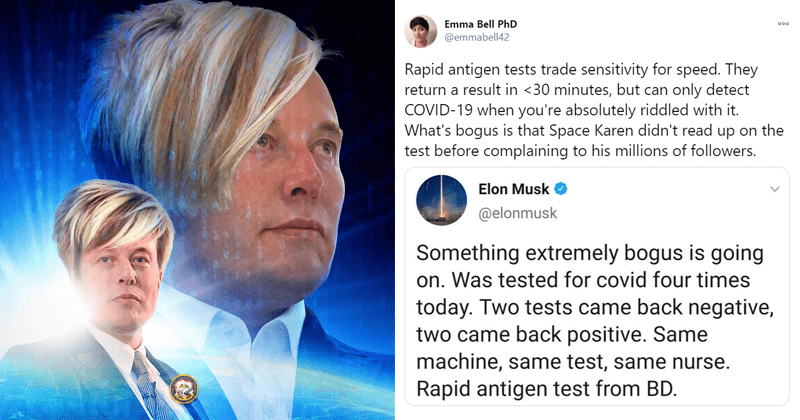 Elon Musk Earns Space Karen Title After Complaining About Covid 19 Tests Memebase Funny Memes