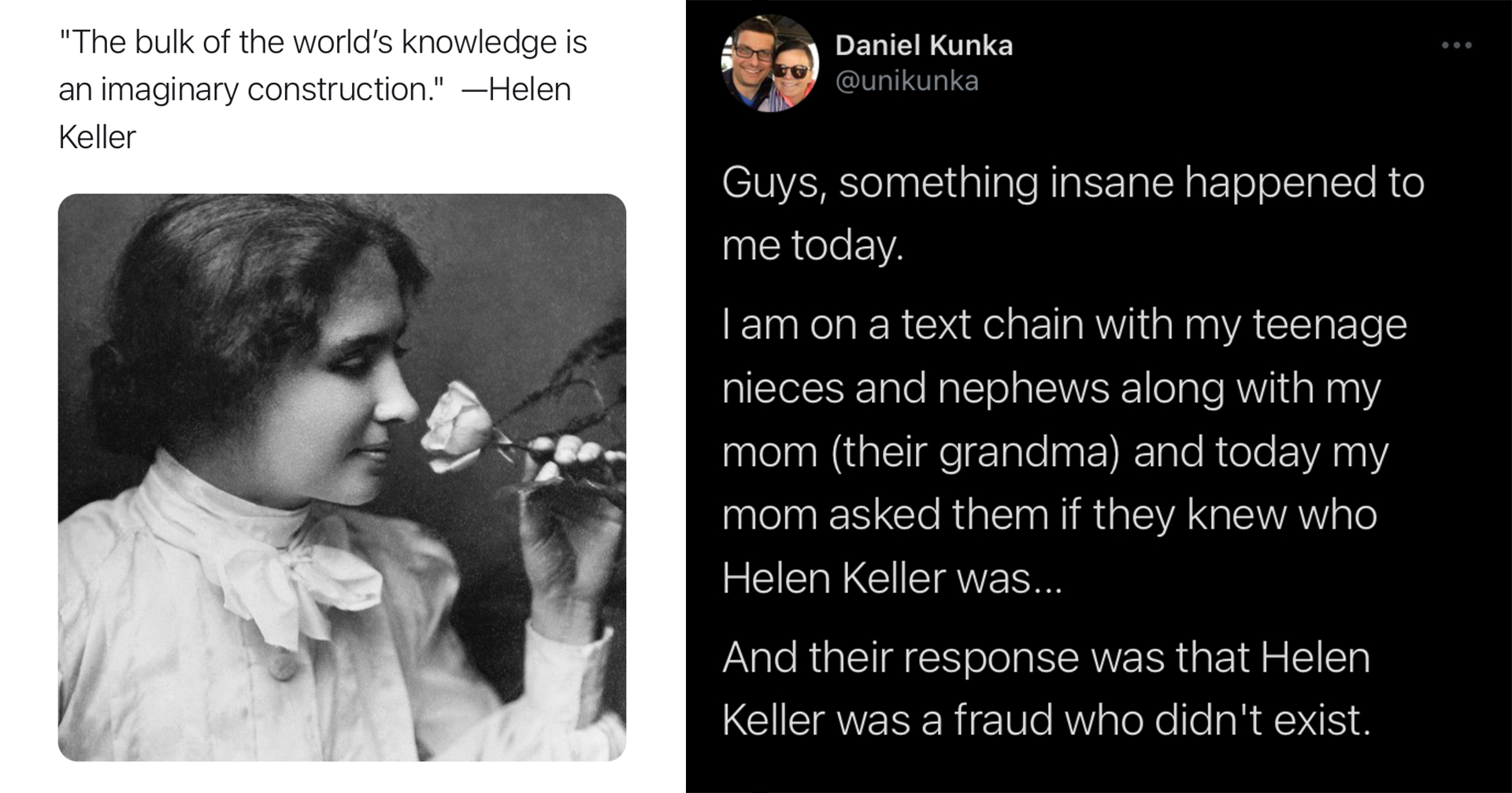 Twitter Reacts To Helen Keller Denial Conspiracy Theory - Memebase