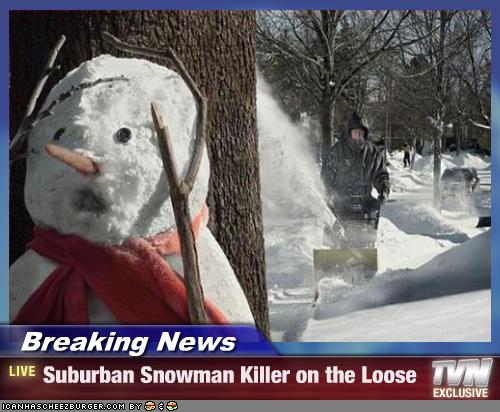 Breaking News - Suburban Snowman Killer on the Loose - Cheezburger