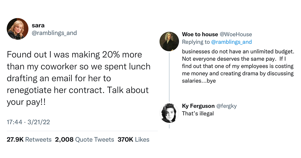 Tweet Encouraging People to Discuss Salaries in the Workplace Inspires Debate
