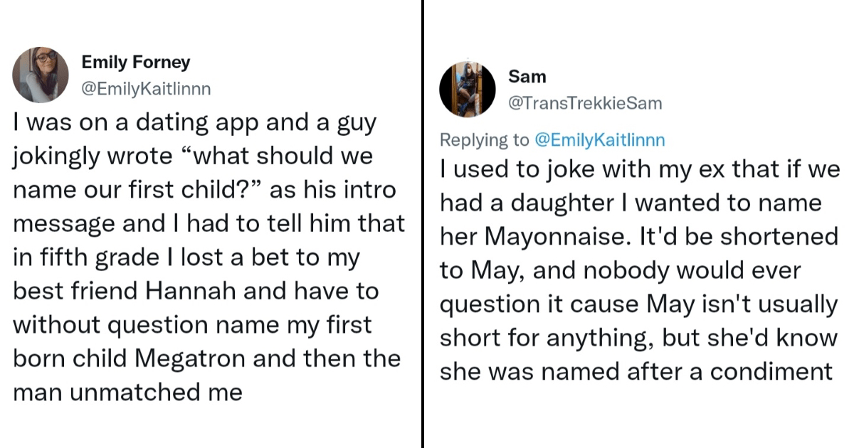 Woman Scares Off Guy On Dating App With Baby Name Joke, Prompts Amusing  Thread On Naming Practices - Memebase - Funny Memes
