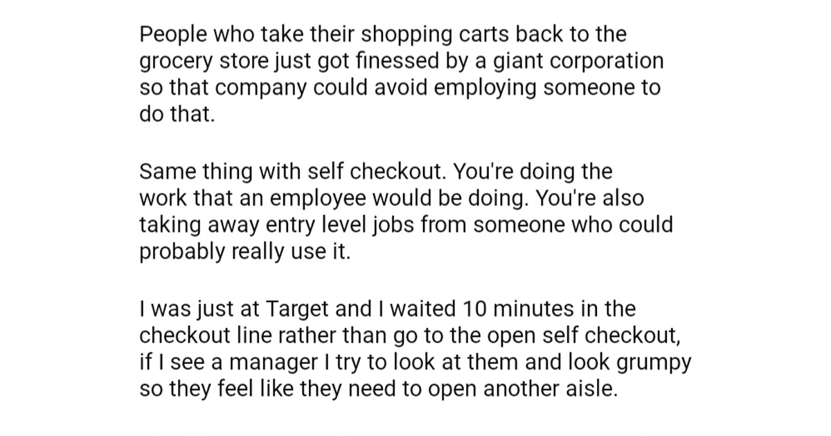 Selfish Customer Gets Roasted For Saying People Shouldn’t Return Their Shopping Carts Memebase