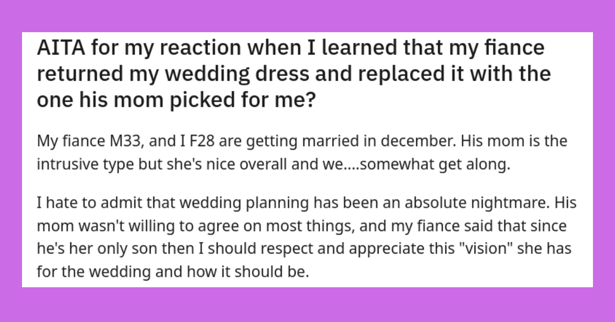 Controlling Mother In Law Demands Bride Wears The Wedding Dress