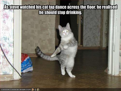 As steve watched his cat tap dance across the floor, he realised he