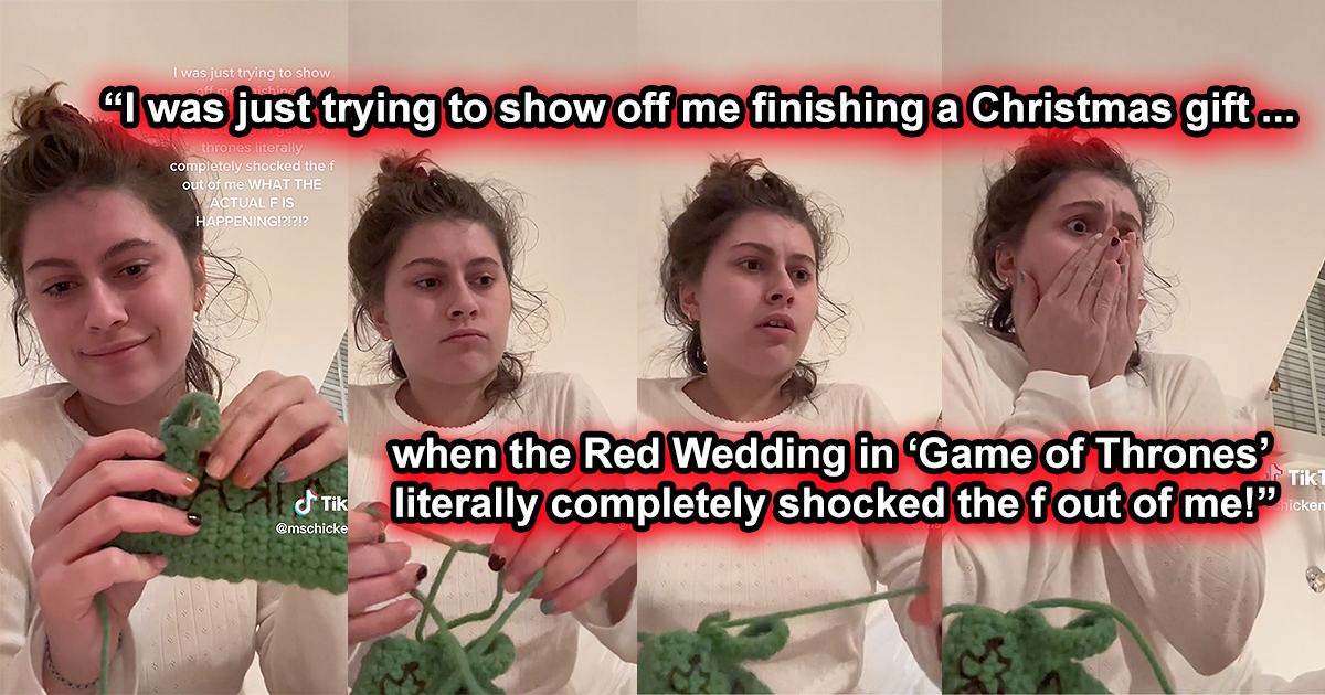 tjenestemænd klud Tvunget Woman Accidentally Captures Her Horrified Reaction to Seeing the 'Game of  Thrones' Red Wedding Scene for the First Time While Just Trying to Make  Wholesome DIY Holiday Gift Video - Memebase -