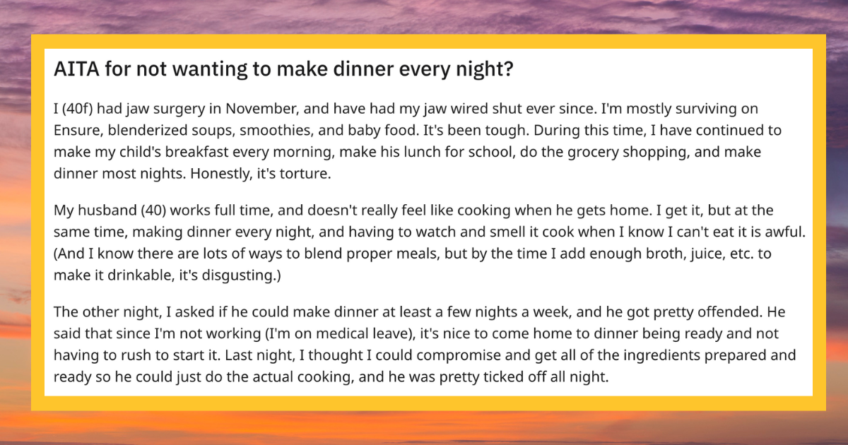 Jaw Wired Shut Husband Snaps at Wife When She Asks for Help With