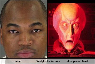 ne yo Totally Looks Like alien peanut head  Cheezburger 