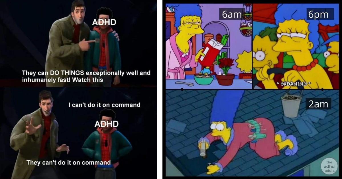 31 Memes About Adhd Thumbnail Includes Two Pictures Of Adhd Memes