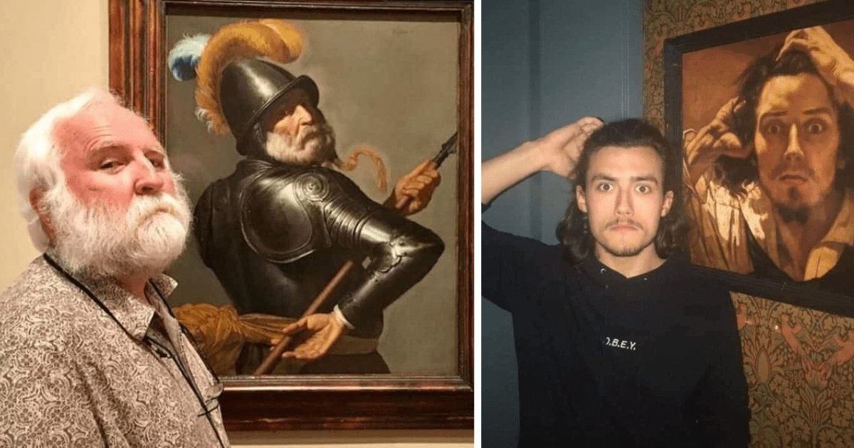 Life Imitating Art: 31 People Standing Next to Their Classical Art ...