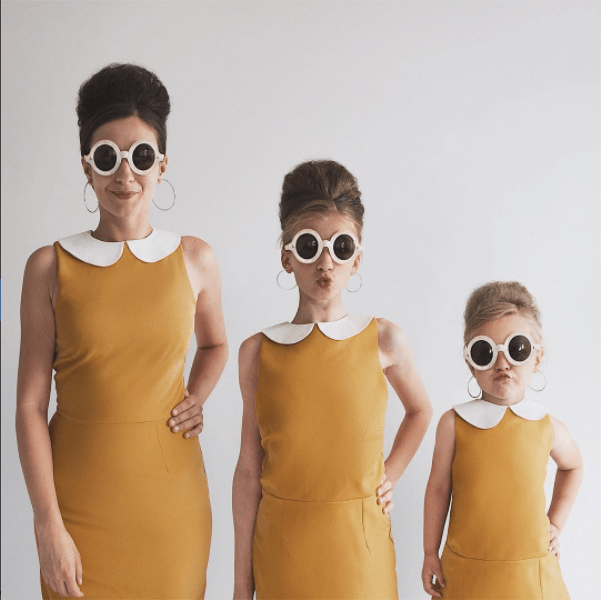 mom and two daughters matching outfits