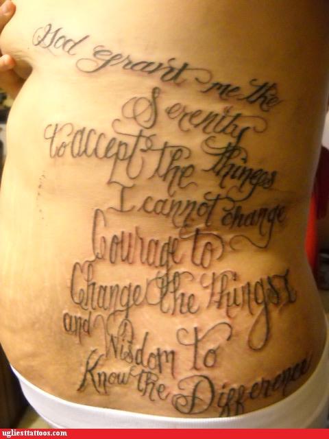 Ugliest Tattoos - Serenity Prayer - Bad Tattoos Of Horrible Fail 