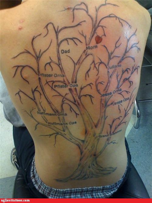 family tree tattoos on back