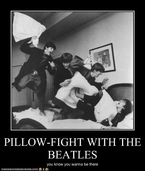 Pillow Fight With The Beatles Pop Culture Funny Celebrity Pictures