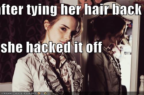 After Tying Her Hair Back She Hacked It Off Pop Culture Funny