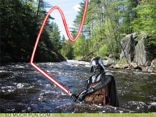 A portrait of Darth Vader ice fishing while sitting in a folding chair with  a short fishing rod in his hands : r/dalle2
