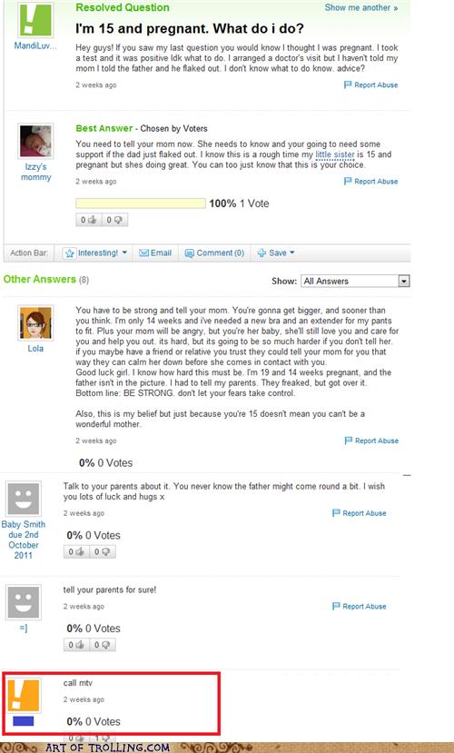 I'm Glad Your Parents Never Gave You Up - Art of Trolling - Troll, Trolling, Yahoo Answers