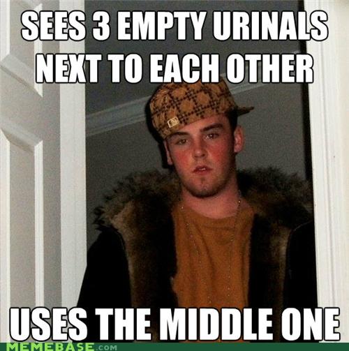Scumbag Steve Abides Not By the Unwritten Urinal Rules Memebase