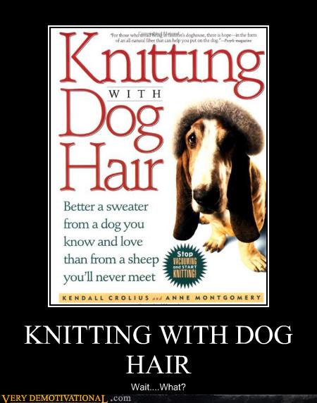knitting with dog hair