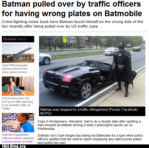 Probably Bad News: Batmobile Gets Pulled Over - FAIL Nation - Vintage FAILs  of the Epic Variety