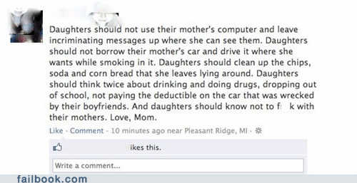 Mothers Be Good To Your Daughters Or Not Failbook Failing On Facebook 3932