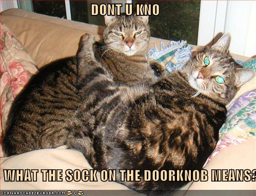 Dont U Kno What The Sock On The Doorknob Means Cheezburger